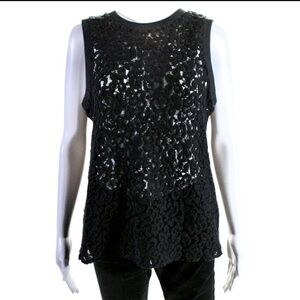 Helmut Lang Black Lace Sleeveless Top EUC / Side Zip-Up / Large